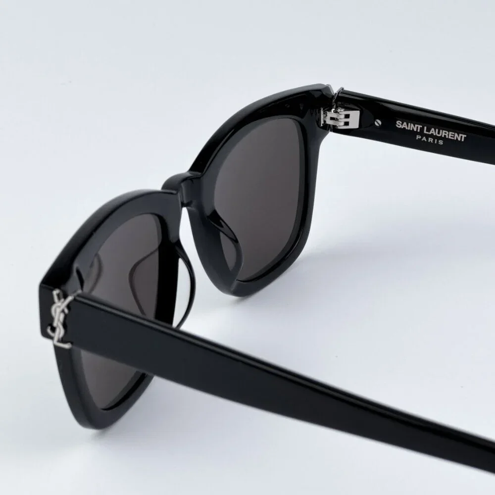 Saint Laurent SLM124 001 BRAND NEW Sunglasses Black Grey Square Unisex